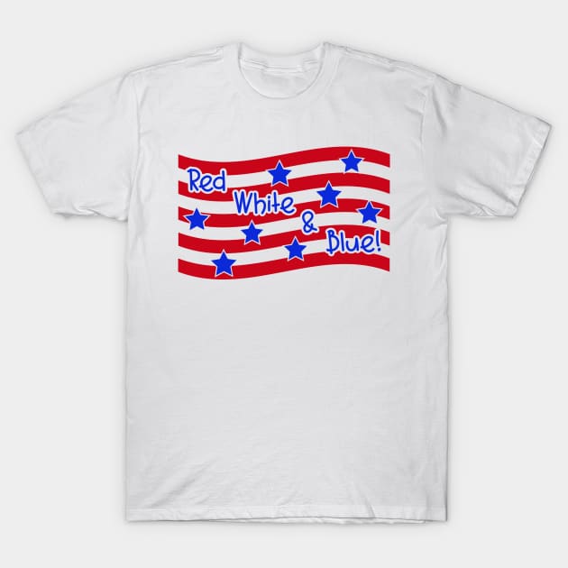 Red White and Blue Patriotic T-Shirt by TreetopDigital